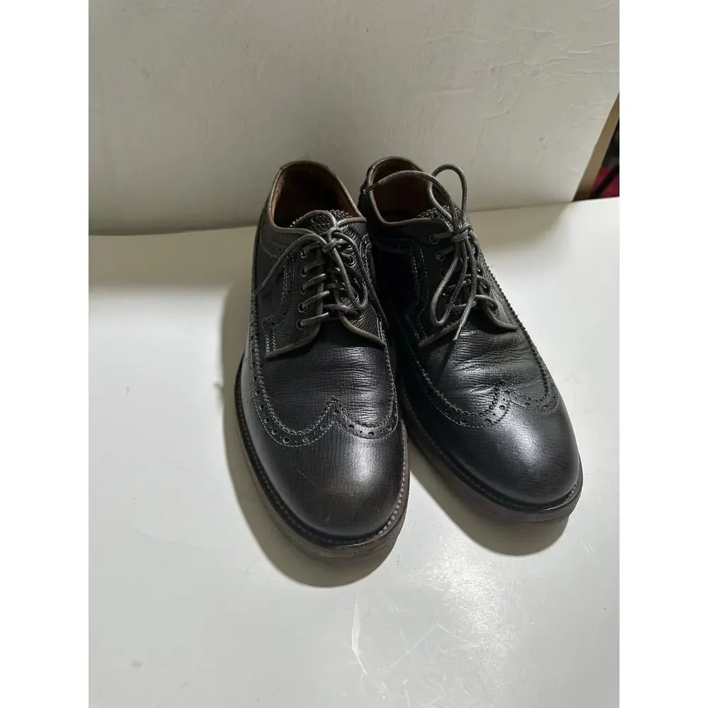 Aquatalia Mens Leather‎ Dress Shoes Black Laced Size 8 Waterproof Made in Italy